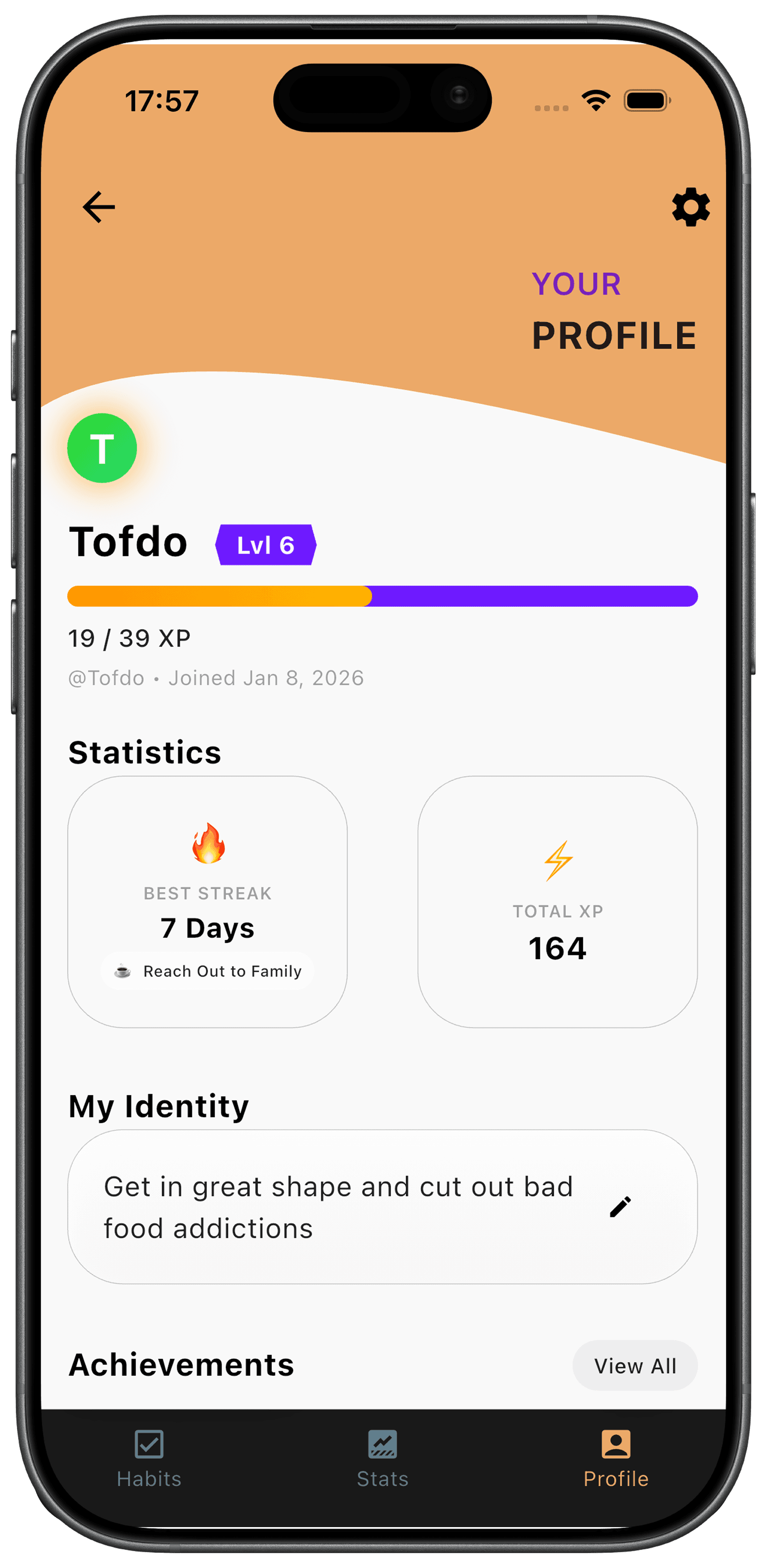 Profile statistics view
